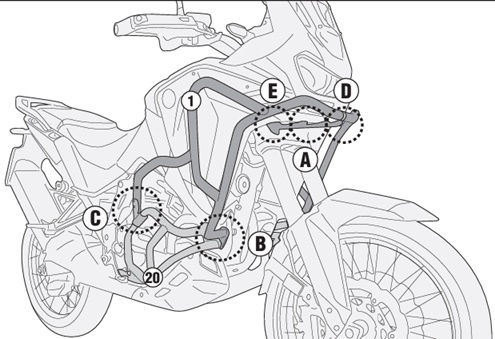 Kappa Honda Africa Twin upper crashbars 2024 - KNH1209