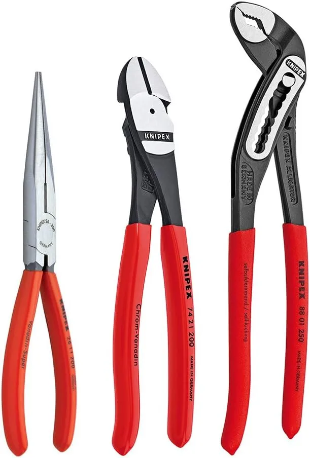 KNIPEX Long Nose, Diagonal Cutter, Alligator Pliers (00 20 08 US1) + Alligator Pliers Set (7
