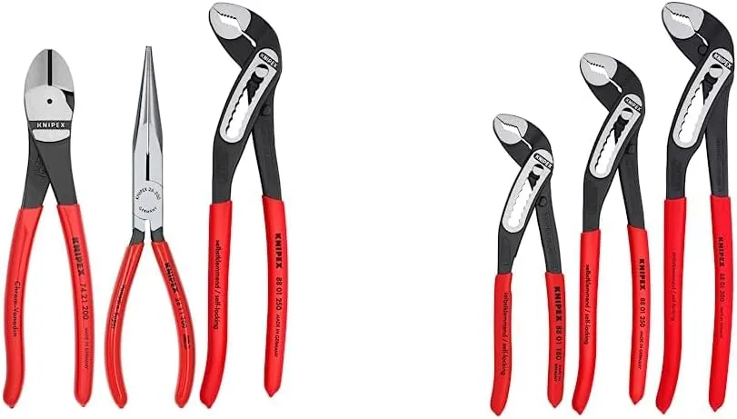 KNIPEX Long Nose, Diagonal Cutter, Alligator Pliers (00 20 08 US1) + Alligator Pliers Set (7