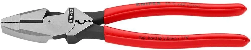 Knipex 09 11 240 SBA 9.5-Inch Ultra-High Leverage Lineman's Pliers with Fish Tape Puller and Crimper