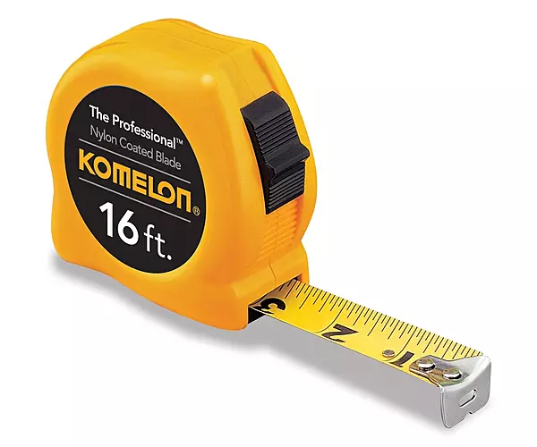 Komelon 4916 The Professional Nylon Coated Steel Blade Tape Measure 16-Inch by 3/4-Inch Yellow Case