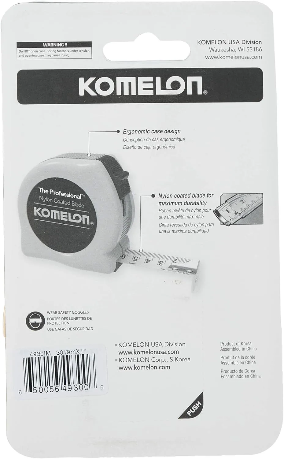 Komelon 4930IM The Professional 30-Foot Inch/Metric Scale Power Tape, Yellow