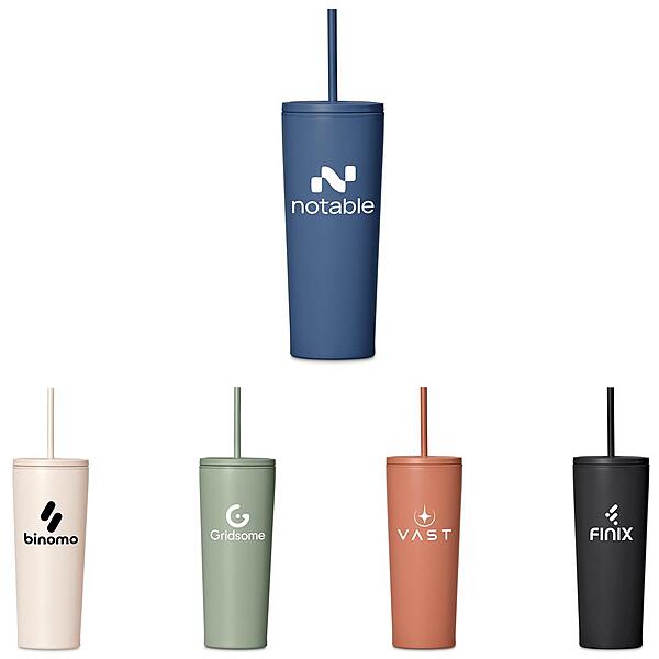 Concorde Stainless Steel & Plastic Double-Wall Tumbler & Straw - 720ml