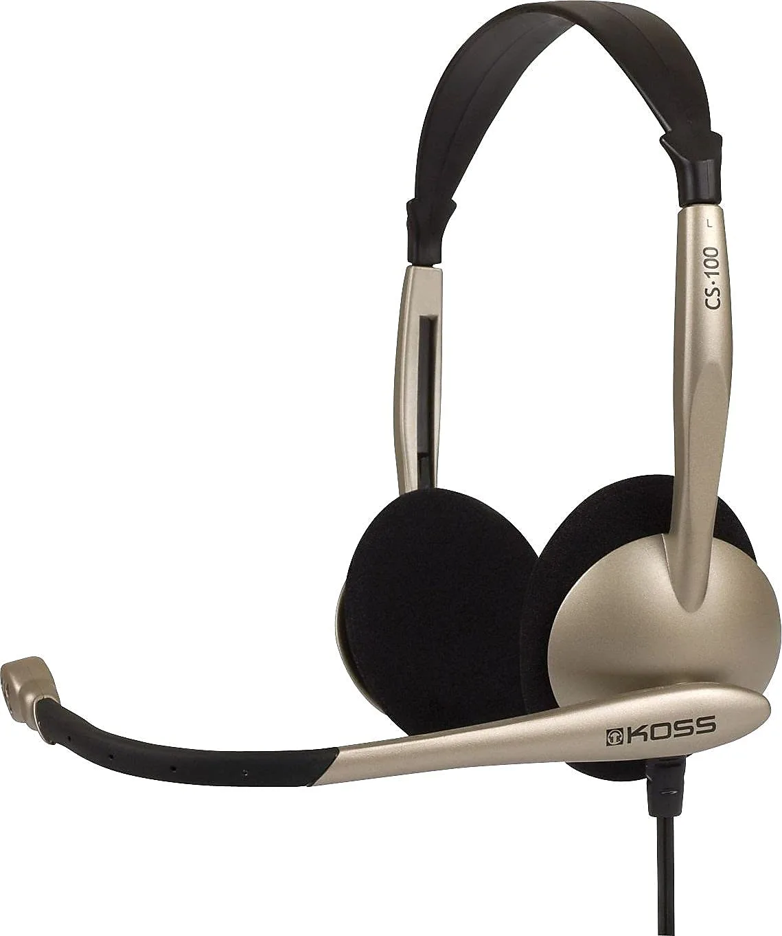 Koss CS100 Speech Recognition Computer Headset, Silver and Black 3.5mm Plug
