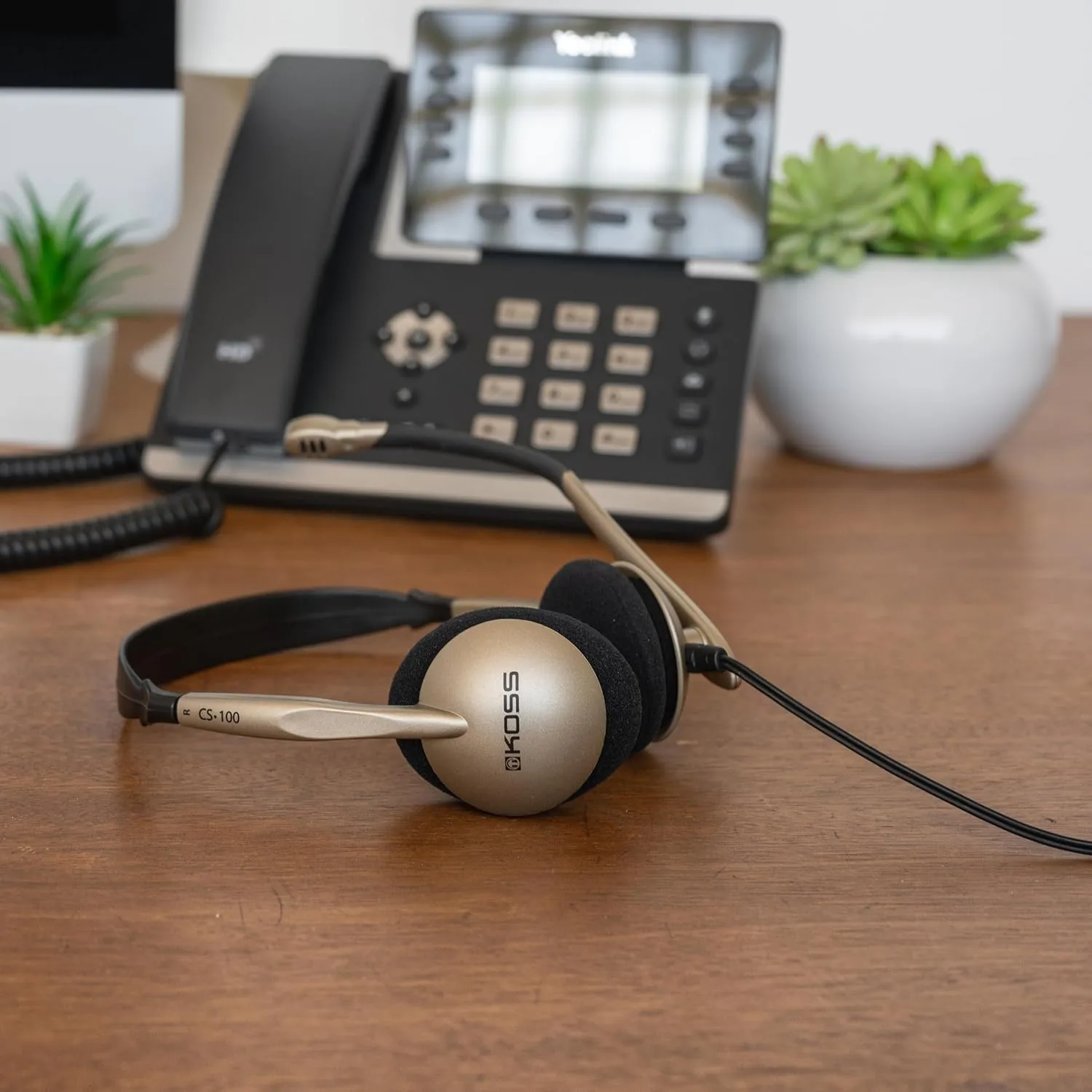 Koss CS100 Speech Recognition Computer Headset, Silver and Black 3.5mm Plug