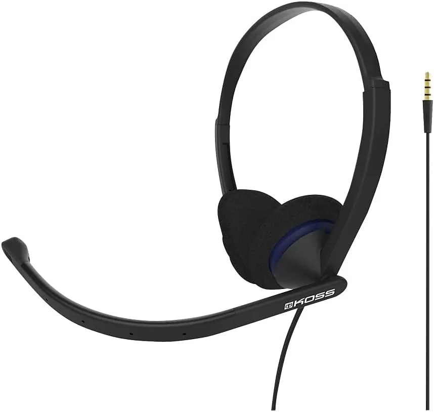 Koss CS200i On-Ear Communication Headset, Boom Microphone, Wired with 3.5mm Plug, Black