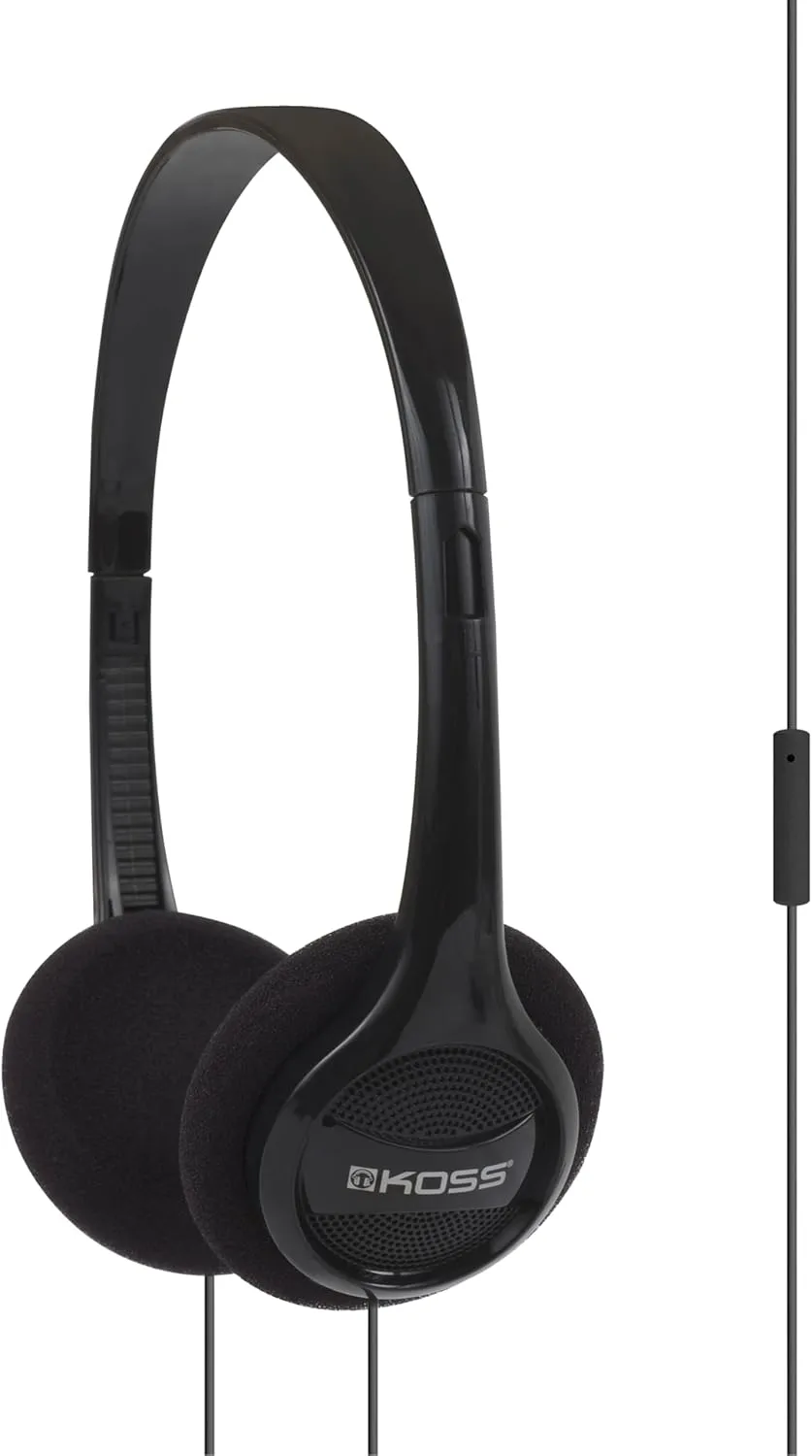 Koss KPH7iK On-Ear Headphone with Microphone and in-Line One Touch Remote, Lightweight, 3.5mm Plug, Black