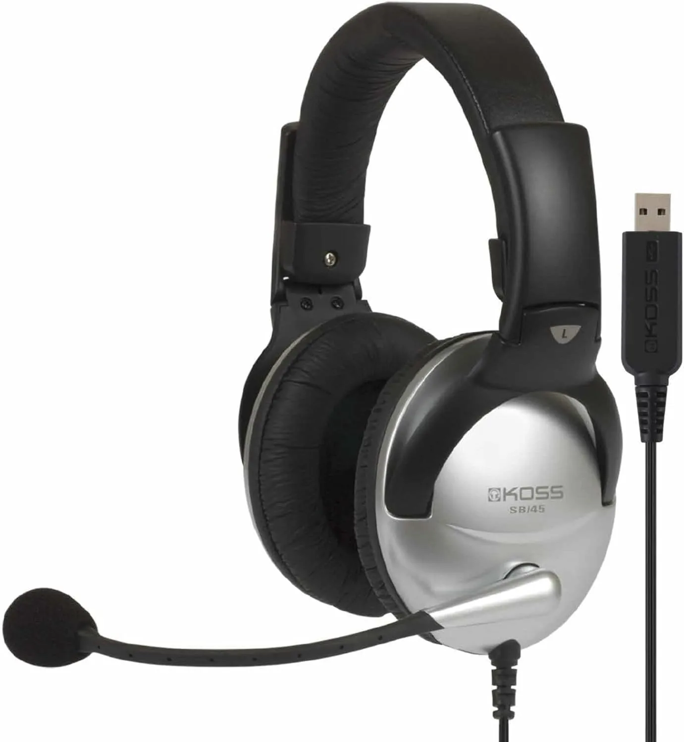 KOSS SB45 USB Multimedia Stereo Headset with Microphone, Red