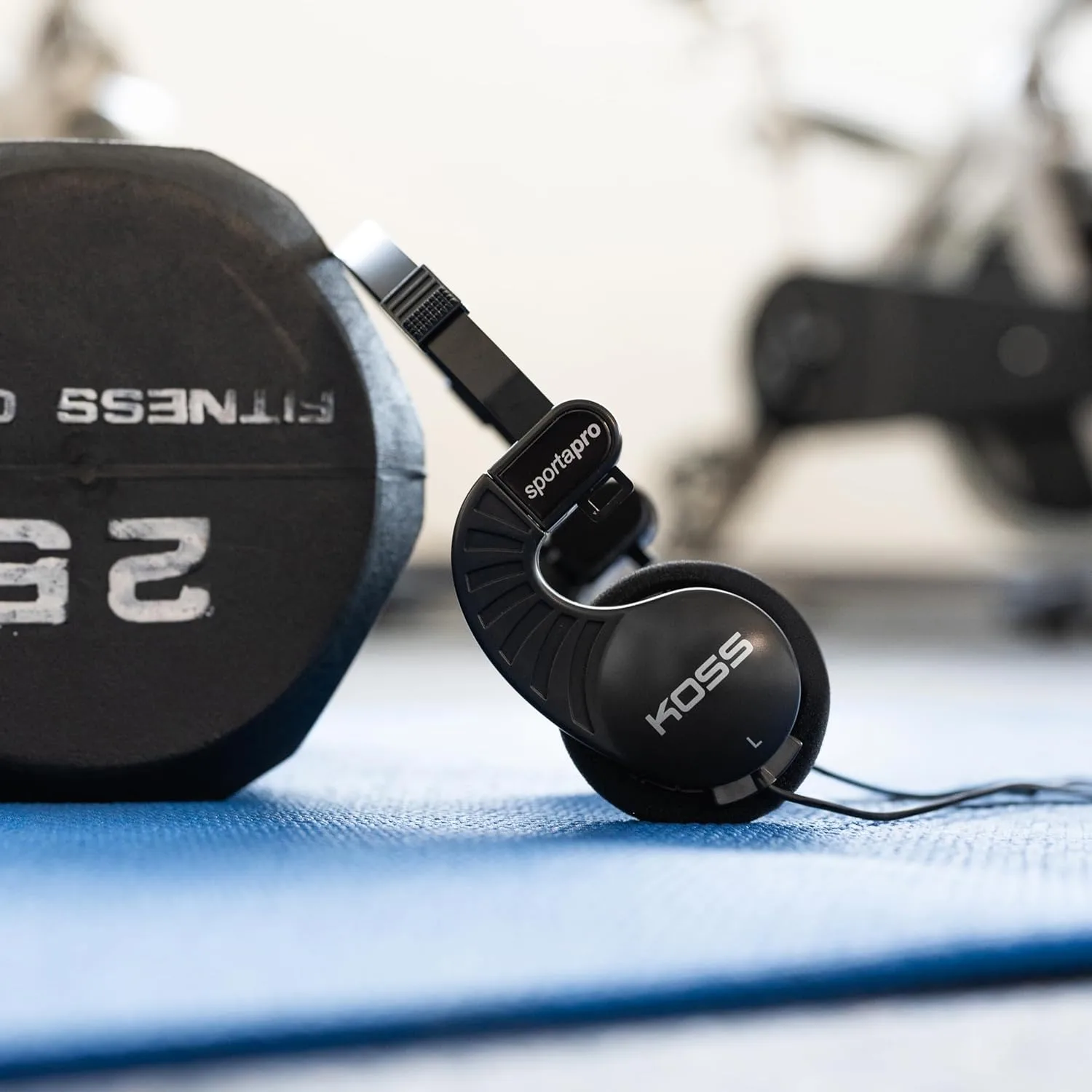 Koss SportaPro On-Ear Stereo Headphones, 3.5mm Plug, Lightweight, Unique Folding Design, Black