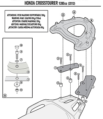 KAPPA HONDA TOPBOX BRACKET KR1110 - CROSSTOURER 1200 / DCT (12-19)