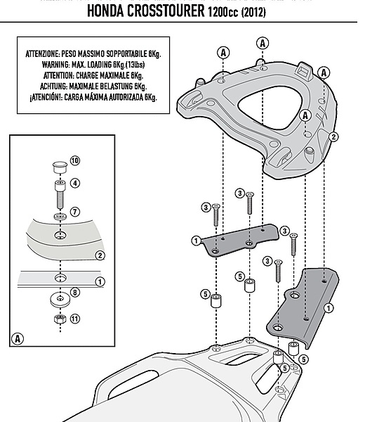 KAPPA HONDA TOPBOX BRACKET KR1110 - CROSSTOURER 1200 / DCT (12-19)