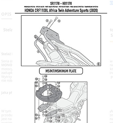 KAPPA HONDA TOPBOX BRACKET KR1178 - CRF1100 L AFRICA TWIN / ADVENTURE SPORTS (20-22)