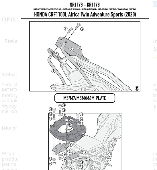 KAPPA HONDA TOPBOX BRACKET KR1178 - CRF1100 L AFRICA TWIN / ADVENTURE SPORTS (20-22)