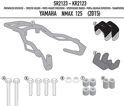 KAPPA YAMAHA TOPBOX BRACKET  KR2123 - N-MAX 125-155 (15-19)