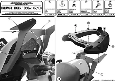 KAPPA TRIUMPH TOPBOX BRACKET KR225 - TIGER 1050 (07-12)