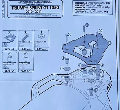 KAPPA TRIUMPH TOPBOX ALU BRACKET KRA227 - SPRINT GT 1050 (10-14)