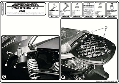 KAPPA SYM TOPBOX BRACKET KR2310 - CITYCOM / 300 (08-19)