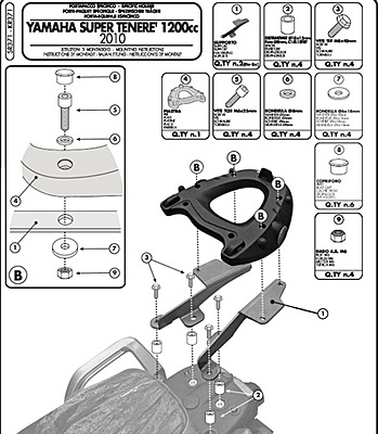 KAPPA YAMAHA TOPBOX BRACKET KR371 - XT 1200 Z SUPER TÉNÉRÉ (10-19)