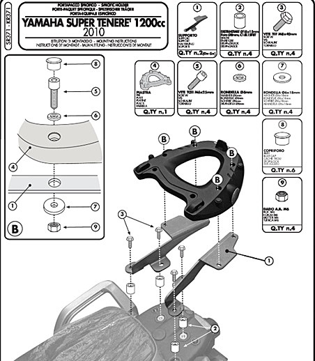 KAPPA YAMAHA TOPBOX BRACKET KR371 - XT 1200 Z SUPER TÉNÉRÉ (10-19)
