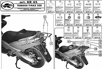 KAPPA YAMAHA TOPBOX BRACKET KR45 - T-MAX 500 (01-07)