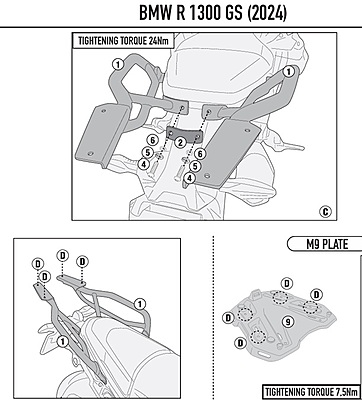 KAPPA BMW TOPBOX BRACKET KR5143 - R1300GS KAPPA BMW TOPBOX BRACKET KR5143 - R1300GS