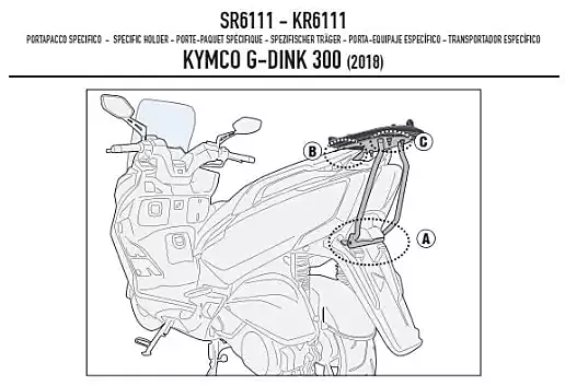 KAPPA KYMCO TOPBOX BRACKET KR6111 - G-DINK / 300 (18-21)