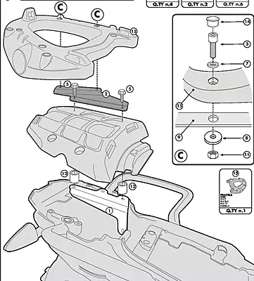 KAPPA TRIUMPH TOPBOX BRACKET KR6401 - TIGER 800 / XC / XR (11-16)