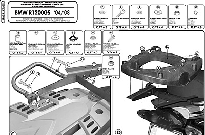 KAPPA BMW TOPBOX BRACKET KR689 - R1200GS (04-12)