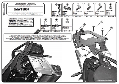 KAPPA BMW TOPBOX BRACKET KR691 - F800R (09)