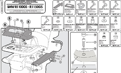 KAPPA BMW TOPBOX BRACKET KR694 - R1100GS (94-99) / R1150GS (00-03)