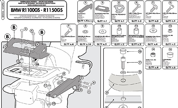 KAPPA BMW TOPBOX BRACKET KR694 - R1100GS (94-99) / R1150GS (00-03)