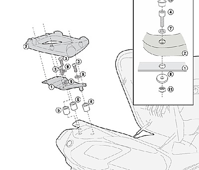 KAPPA SYM TOPBOX BRACKET KR7051M - MAXSYM / 400 - 600 (11-19)