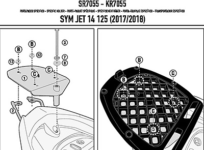 KAPPA SYM TOPBOX BRACKET KR7055 - JET / 14 / 125 - 200 (17 -19)