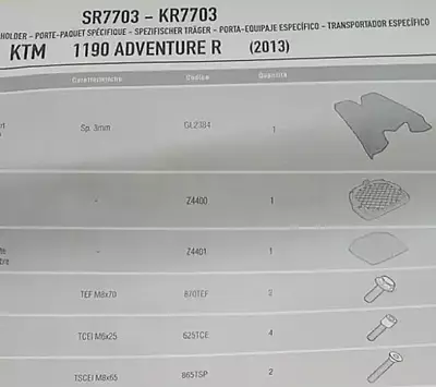KAPPA KTM TOPBOX BRACKET KR7703 - 1190 Adventure / 1190 Adventure R (13-14)