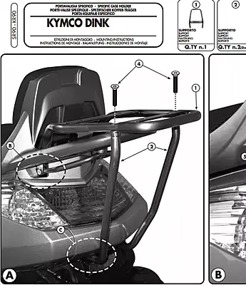 KAPPA KYMCO TOPBOX BRACKET KR90 - DINK 50 / 125 / 200 I (06-16)