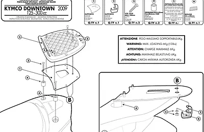 KAPPA KYMCO TOPBOX BRACKET KR920 - DOWNTOWN 125I / 200I / 300I (09-17)