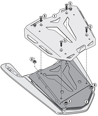 KAPPA BMW TOPBOX ALU BRACKET KRA5116 - R1200RT (05-13) / K1600GT (11-16)