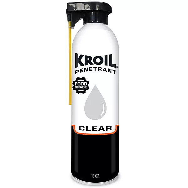 Kroil Clear Food Grade Penetrating Oil SprayTech 360° Nozzle & Straw (Aerosol Spray-13oz Can-Single) | Odorless Non-Staining