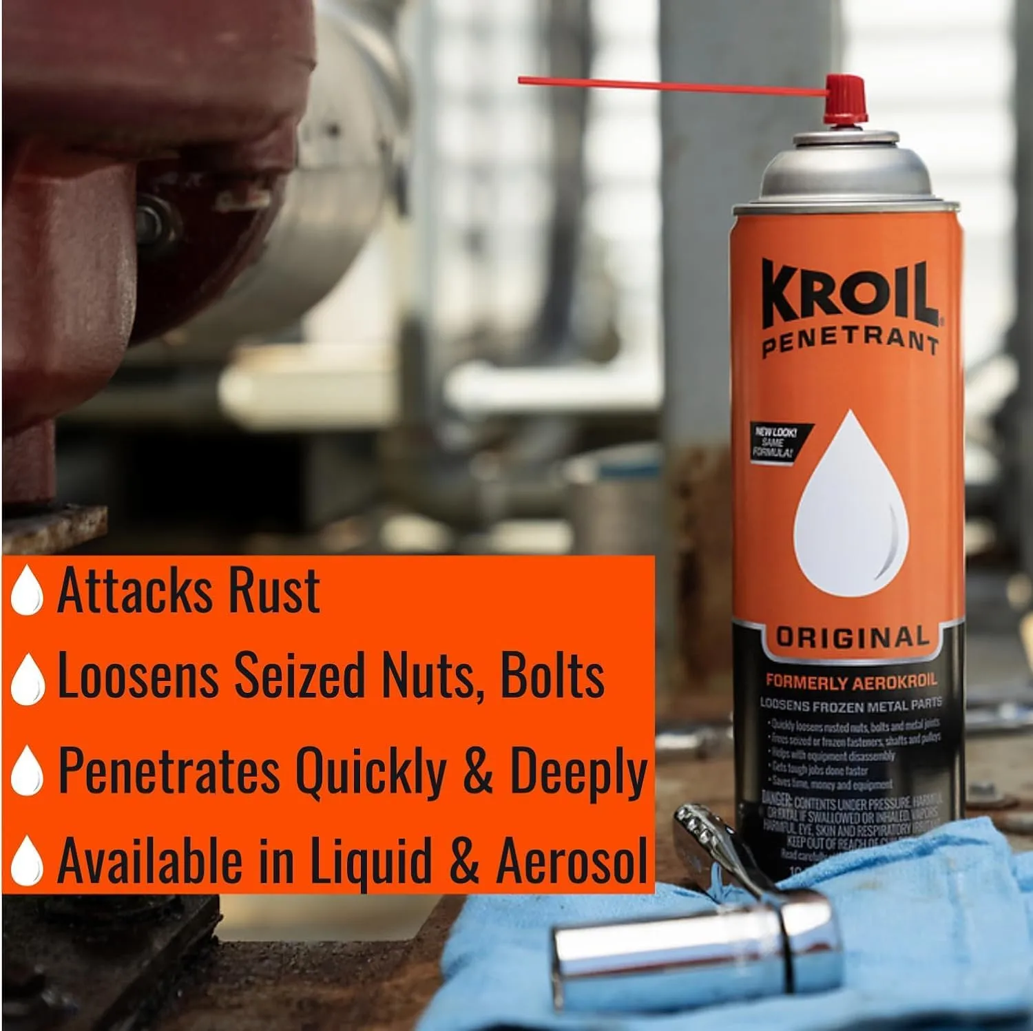 Kroil Original Penetrating Oil (Aerosol Spray-10oz Can-Single) | Penetrant for Rusted Bolts, Metal, Hinges, Chains