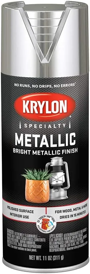 Krylon 1401 Metallic Paint, 11 oz, Bright Silver (Pack of 6)