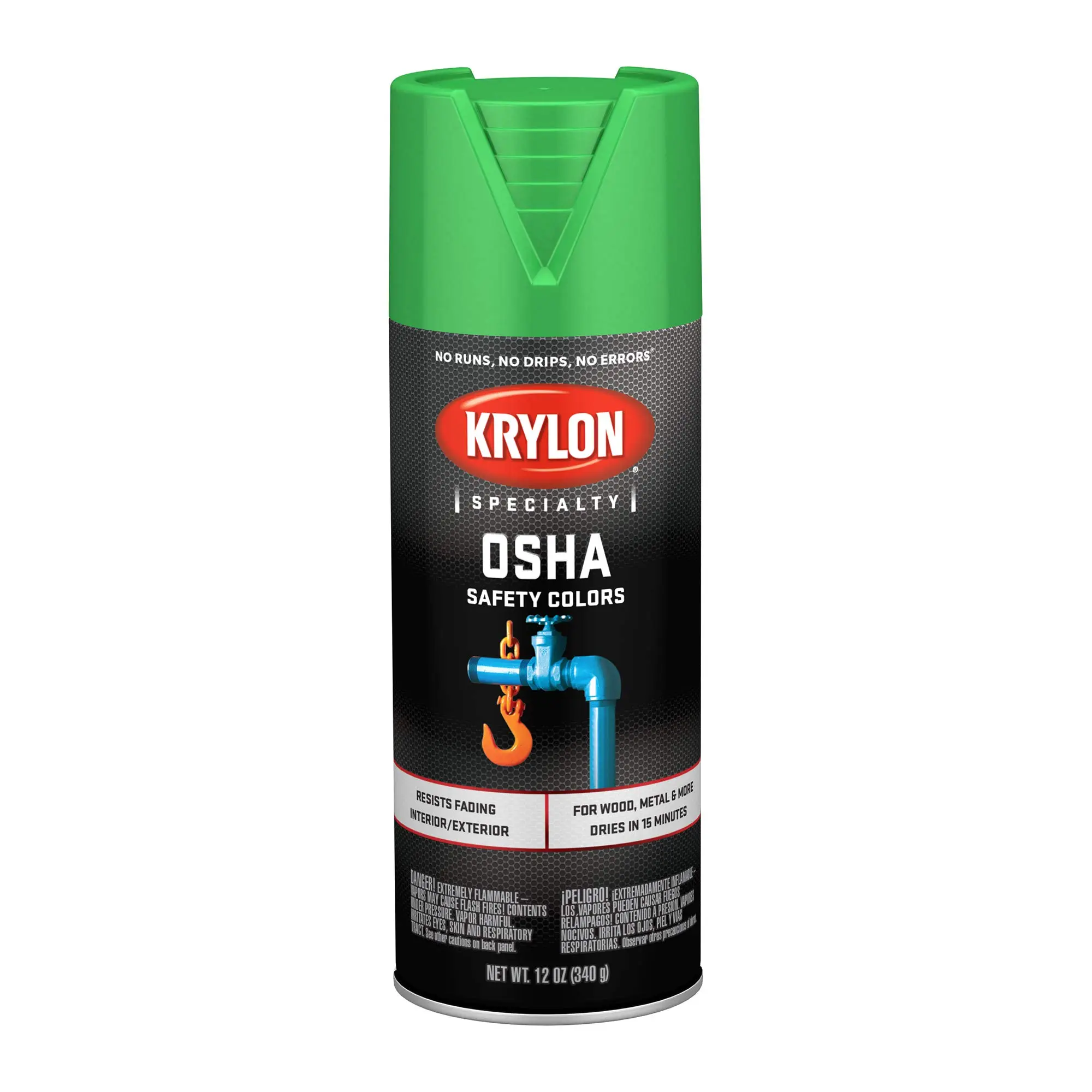 Krylon 2012 OSHA Color Paint Safety Green, 12 Ounce Aerosol