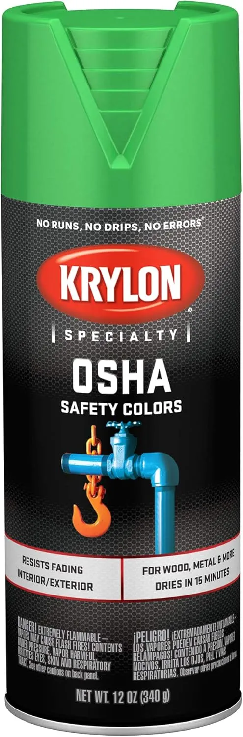 Krylon 2012 OSHA Color Paint Safety Green, 12 Ounce Aerosol