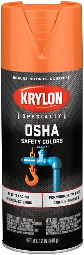 Krylon Specialty OSHA Caution Color Spray Paint, 12 oz, Orange
