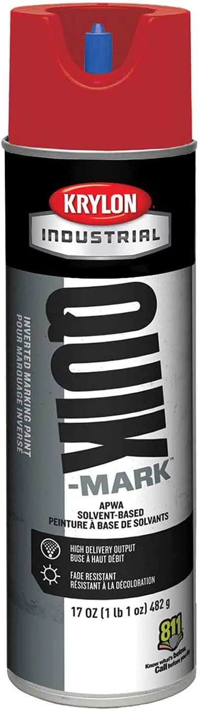 Quik-Mark™ APWA Solvent-Based Red Inverted Marking Paint [Set of 12]