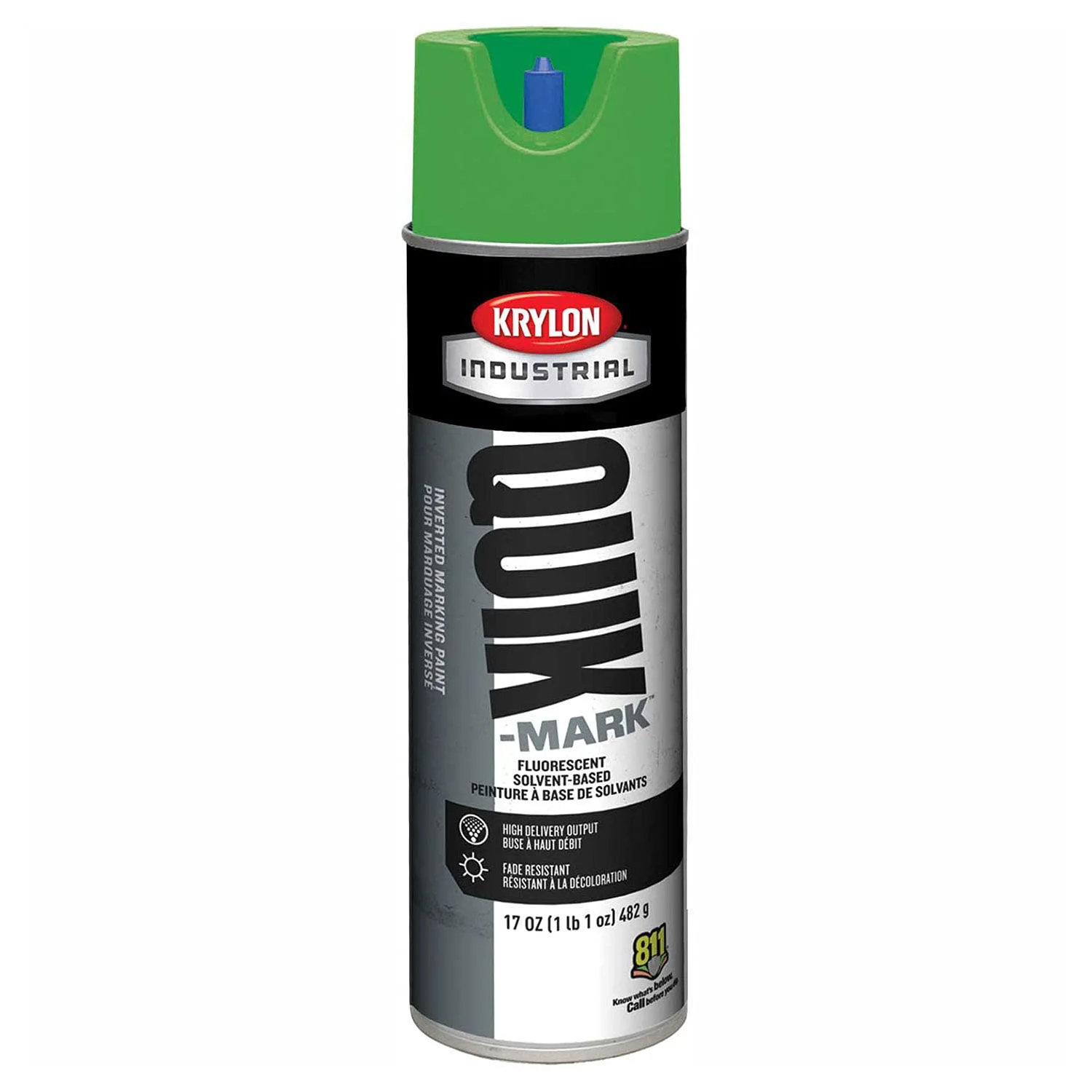 Quik-Mark™ Solvent-Based Fluorescent Neon Green Inverted Marking Paint [Set of 12]