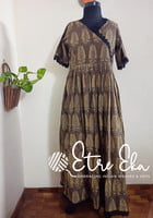 Ajrakh Hand Block Printed Mul Cotton Kurti -Beige and Yellow