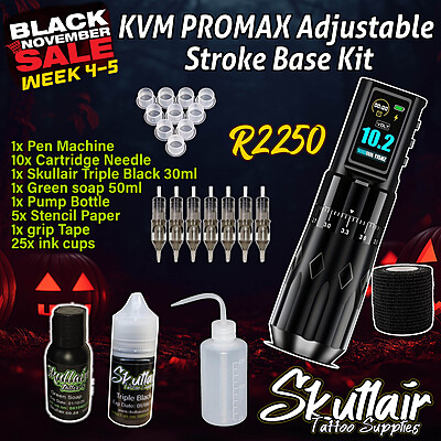 KVM Promax Adjustable wireless stroke length tattoo pen base kit