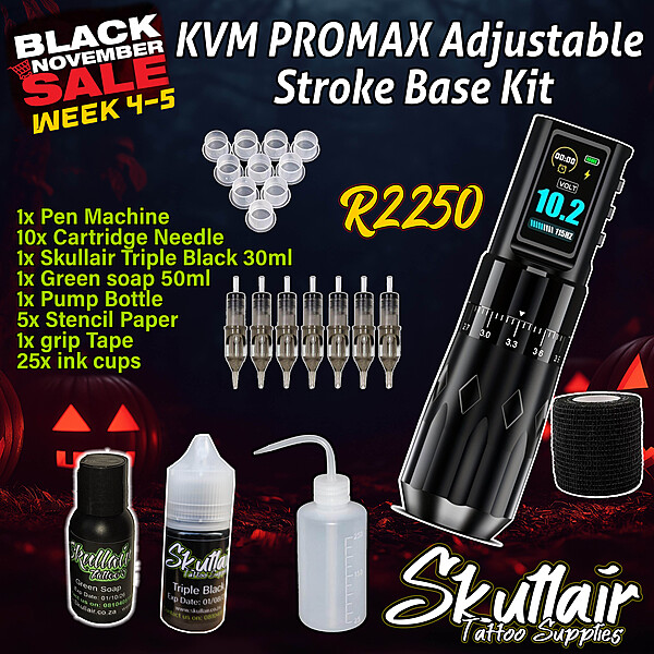 KVM Promax Adjustable wireless stroke length tattoo pen base kit