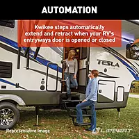 Kwikee 39 Series Electric Step Assembly, Logic Control Unit, Power Switch Kit for RV, Travel Trailers, Hidden Light, 8.5" Step Rise, Anti-Slip Surface, 12V DC Motor, Steel Construction - 3724742