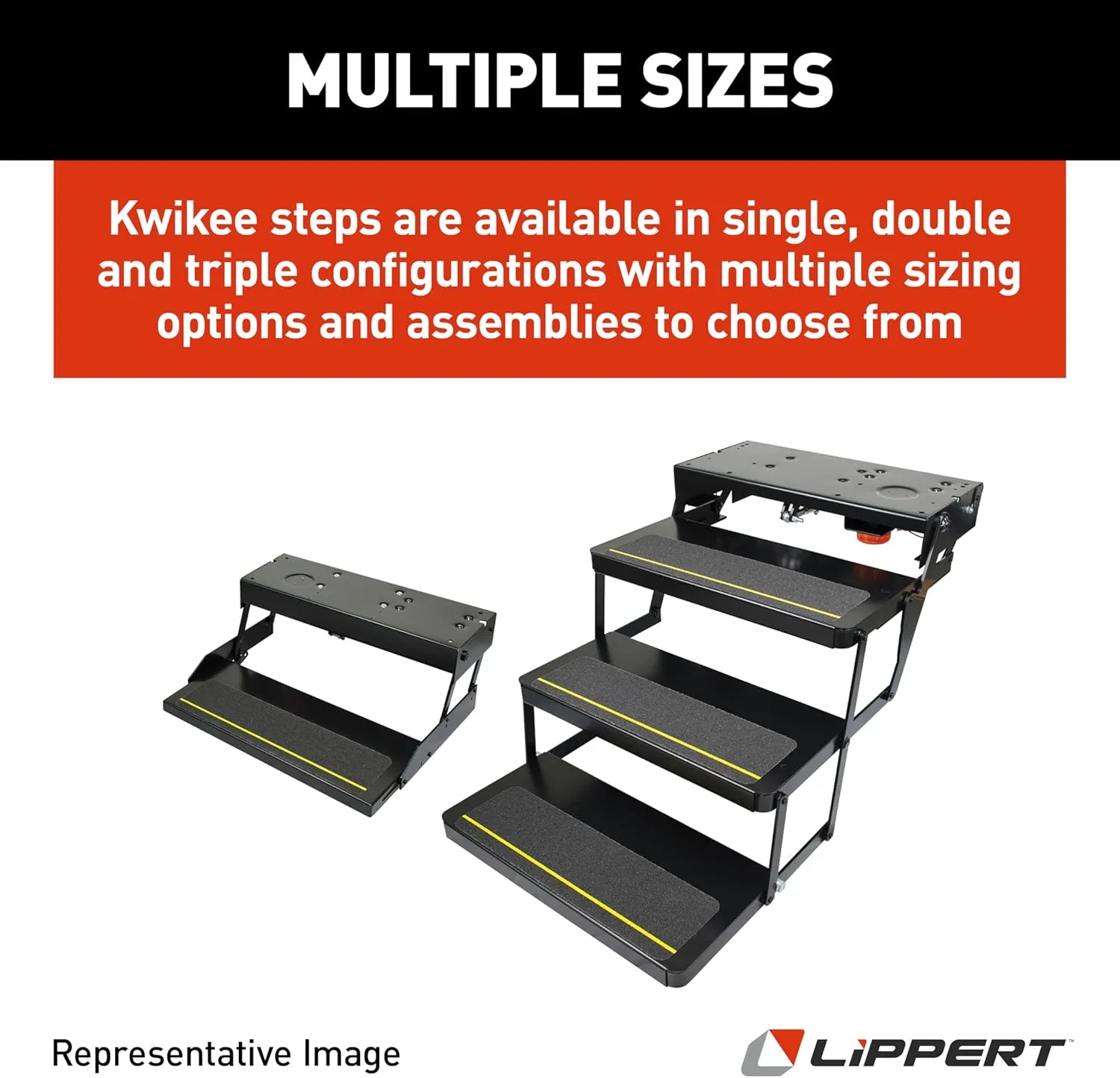 Kwikee Lippert Platinum Double Tread Electric RV Steps, 24in Wide, 12V (Model 372558)
